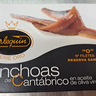 Anchoas Arlequín en aceite de oliva virgen, Serie Oro "0", 12 filetes, 120gr